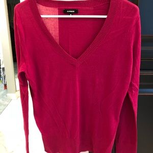 Express hot pink light weight V-neck sweater.